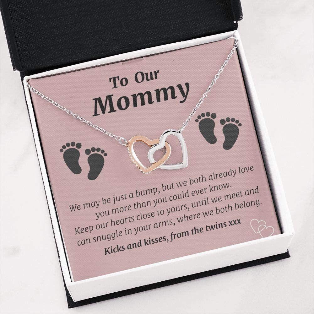 Mom Necklace, Twin Baby Gift Necklace, Baby Shower, Gender Reveal, Future Mom