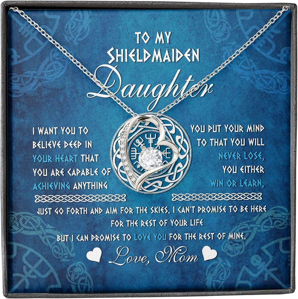 Daughter Necklace, Mother Daughter Necklace, Shield Maiden Viking Believe Achive Promise Love