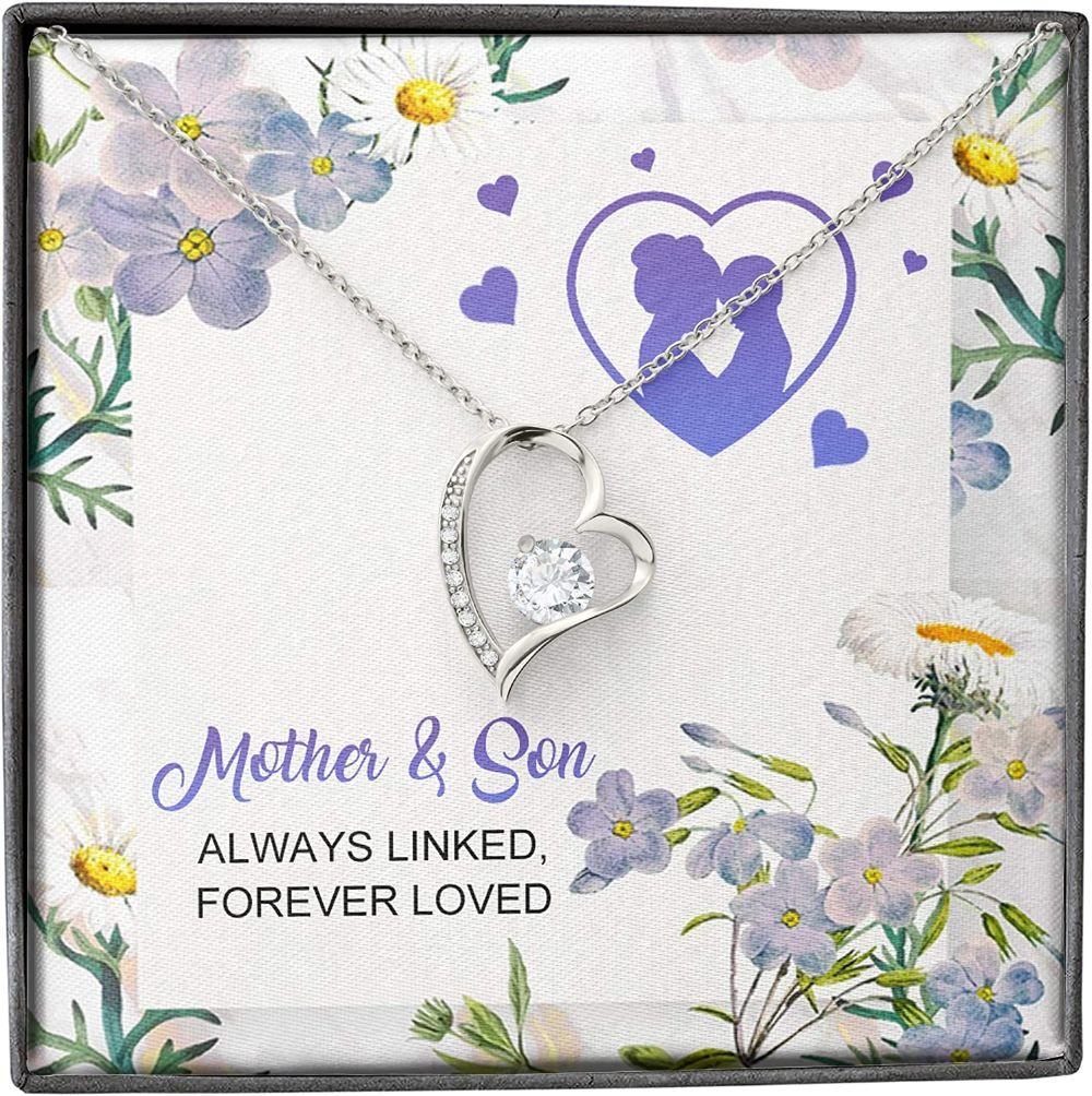 Mom Necklace, Mother Son Necklace, Presents For Mom Gifts, Always Linked Forever Loved