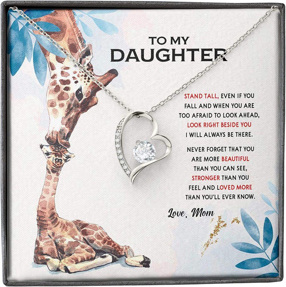 Daughter Necklace, Mom Necklace, Mother Daughter Necklace, Giraffe Stand Tall Beautiful Strong Love