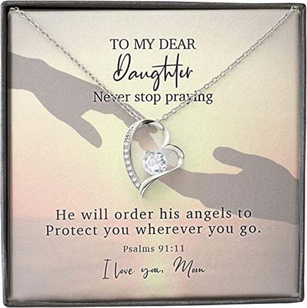 Daughter Necklace, Mom Necklace, Mother Daughter Necklace, Dear Angel Protect Wherever Psalms 91:11