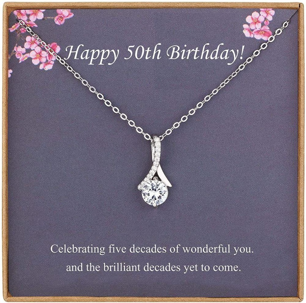 Mom Necklace, 50th Birthday Necklace Gifts For Women, 50 Year Old MilesTone Birthday For Her 50 And Fabulous