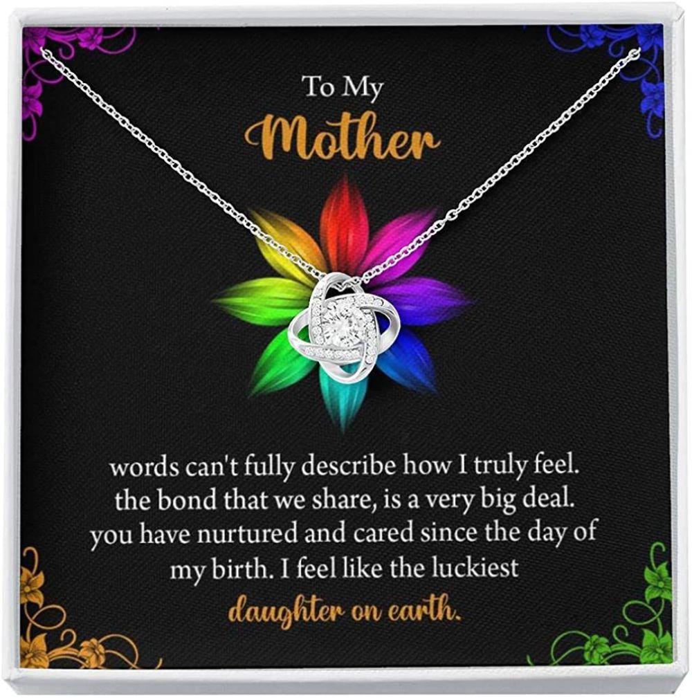 Mom Necklace, To My Mother Necklace Gift, I Feel Like The Luckiest Daughter On Earth