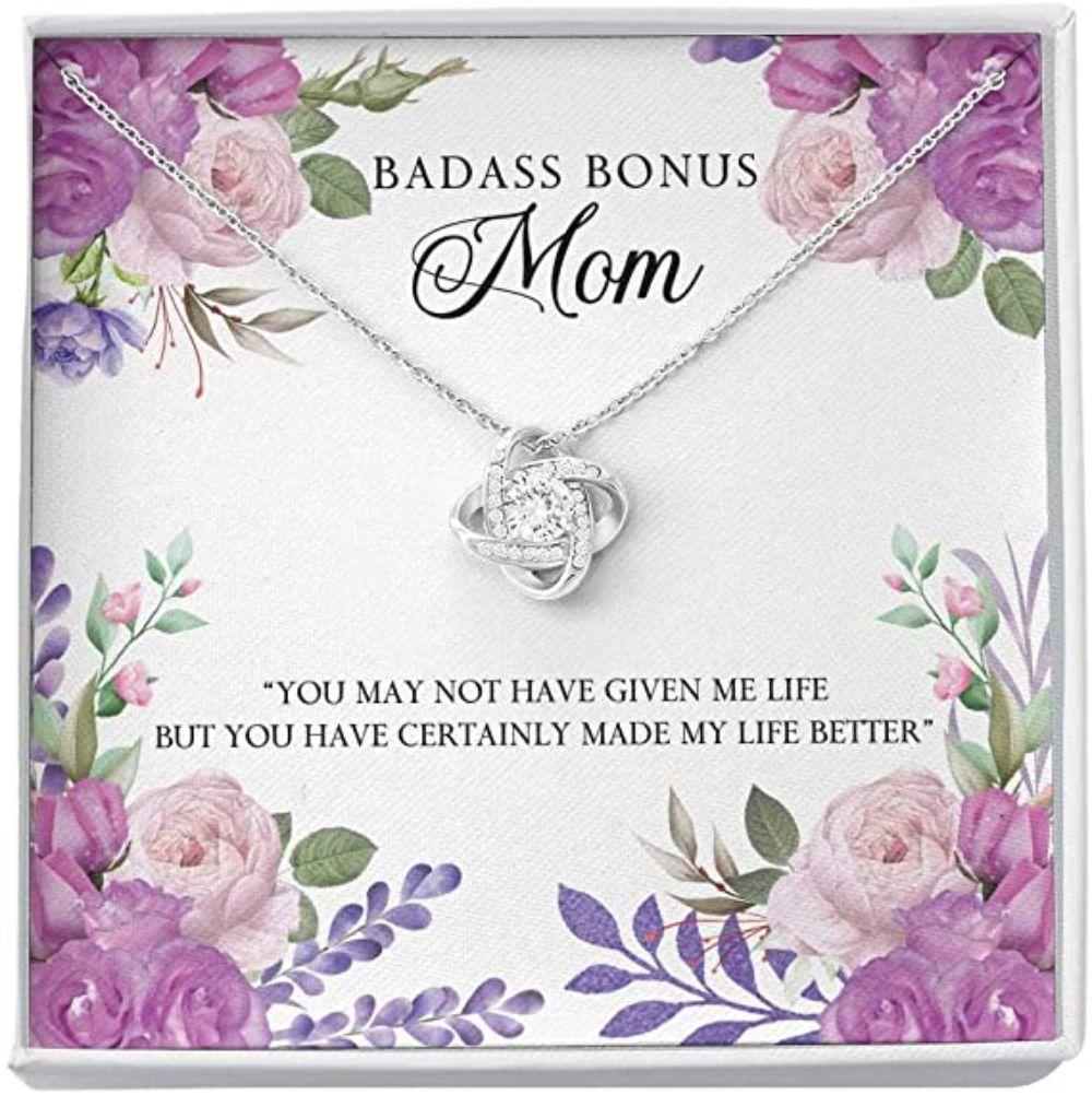 Mom Necklace, Step Mom Necklace Gift To My Badass Mom�Life-SO� Necklace Gift For Step Mom
