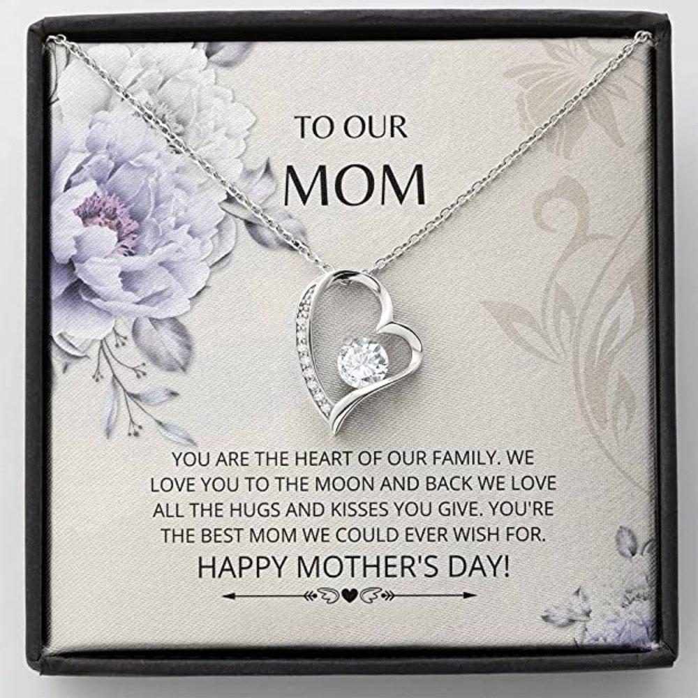 Mom Necklace Gift- Moon And Back Necklace, Son Gift To Mom, Gift For Wife, Stepmom