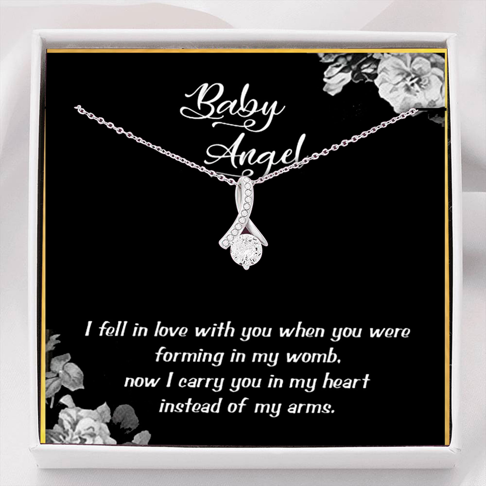 Mom Necklace, Mother Of Baby Angel Necklace, Heaven Miscarriage Stillborn Loss Sympathy Memorial Gift