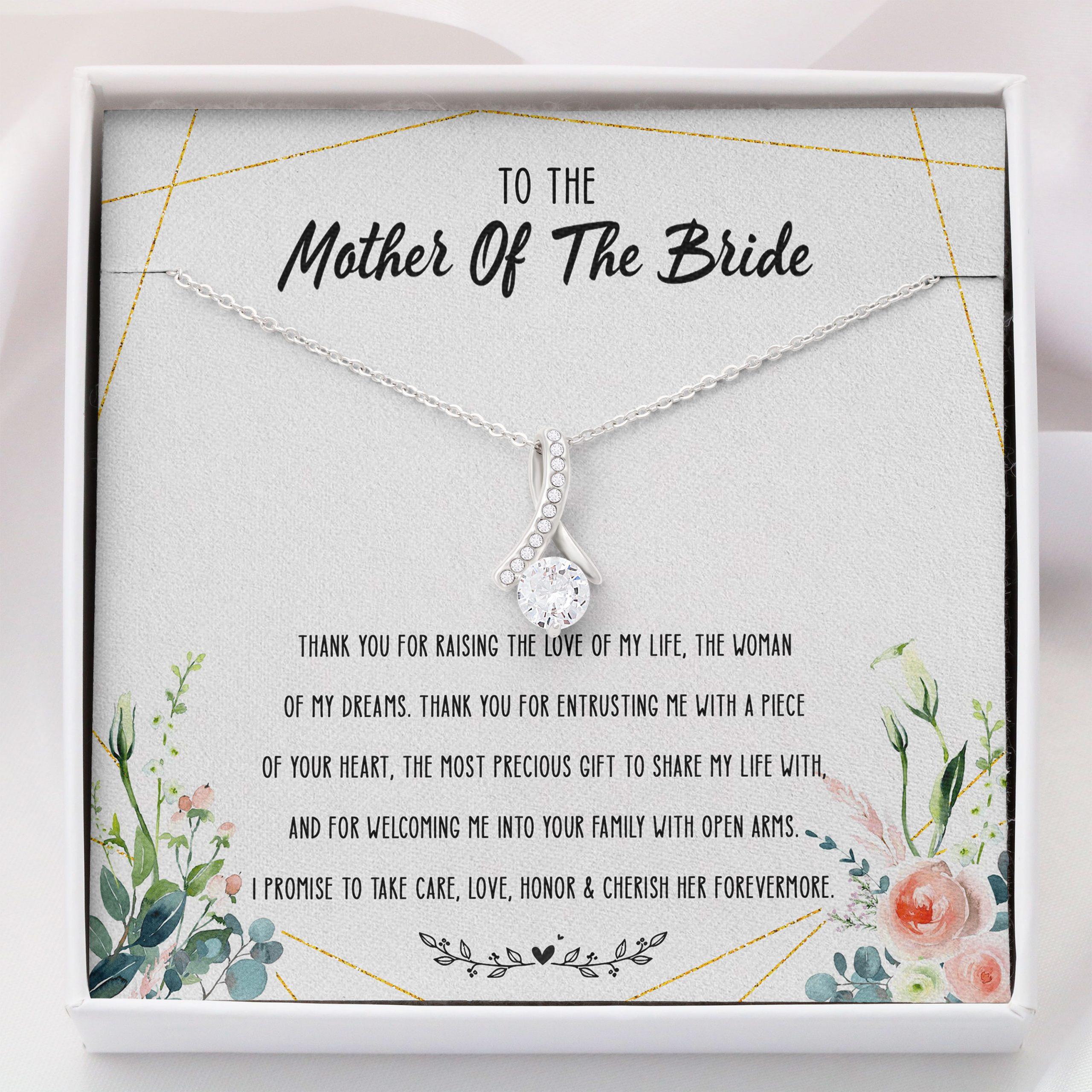 Mom Necklace, To Mother Of The Bride Gift Necklace With Box Message Card -Jewelry For Mother Of The Bride Wedding Gift