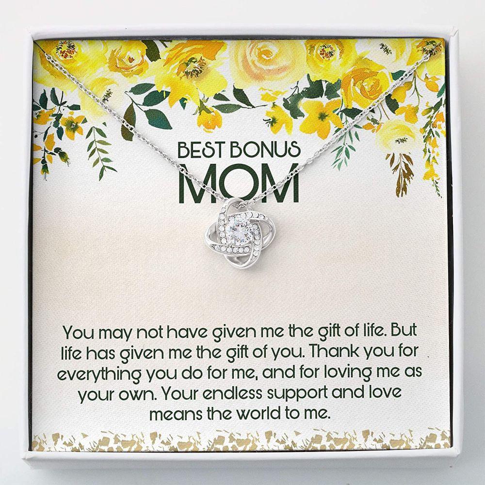 Stepmom Necklace, Best Bonus Mom Necklace - Step Mom Wedding Gift - Love Knots