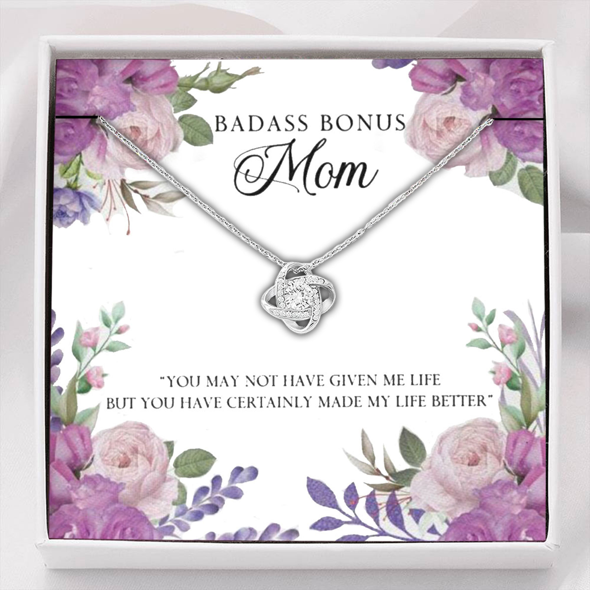 Stepmom Necklace, To My Badass Bonus Mom �Life-So� Necklace Gift For Stepmom, Mother-in-law