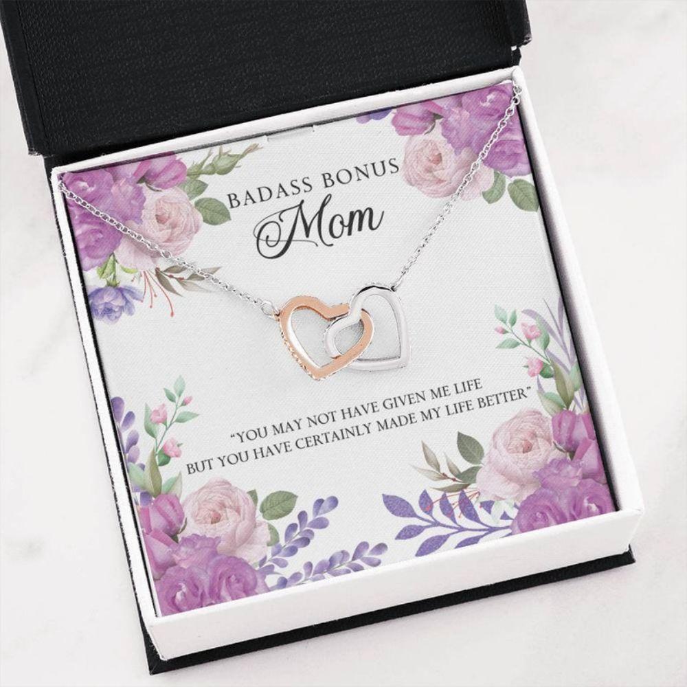 Stepmom Necklace, BONUS MOM GIFT - Necklace For Stepmom - Bonus Mom Quotes - Best Bonus Mom - Sentimental Gifts