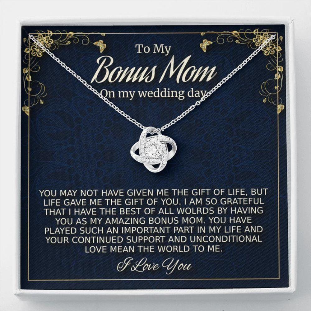 Stepmom Necklace, Bonus Mom Gift On My Wedding Day, Stepmother Wedding Gift From Bride, To Stepmom Of The Bride Gift