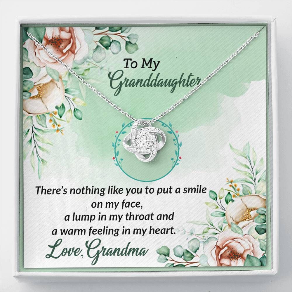 Put A Smile On My Face Gift For Granddaughter 14K White Gold Love Knot Necklace