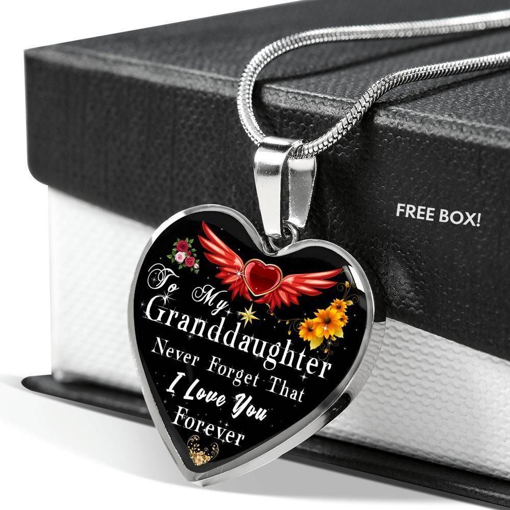 Gift For Granddaughter Never Forget That I Love You Stainless Heart Pendant Necklace