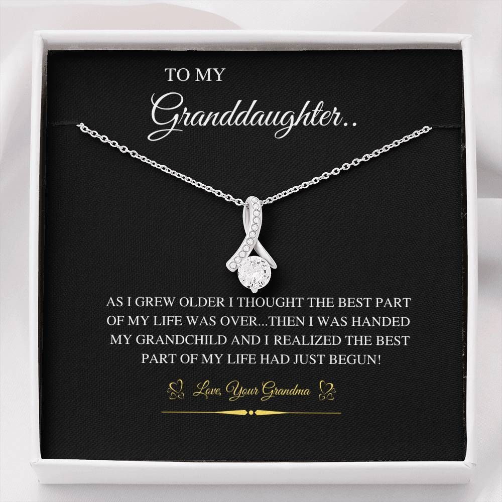 I Was Handed My Grandchild Gift For Granddaughter 14K White Gold Alluring Beauty Necklace