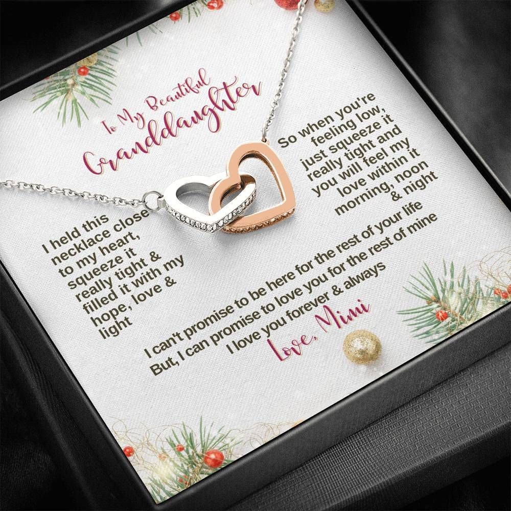 To My Granddaughter Mimi Love You Forever Interlocking Hearts Necklace
