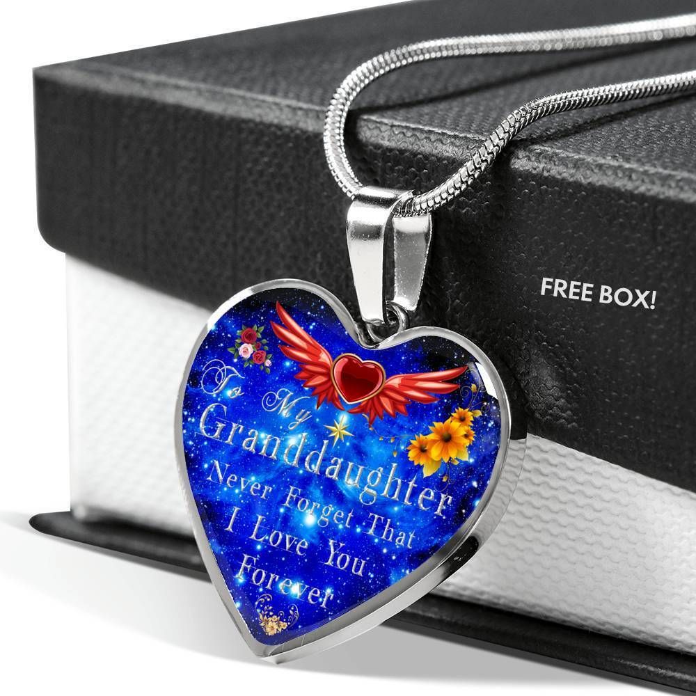 Never Forget That I Love You Heart Pendant Necklace For Granddaughter
