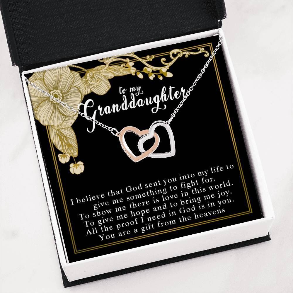 To My Granddaughter All The Proof I Need Is In You Interlocking Hearts Necklace