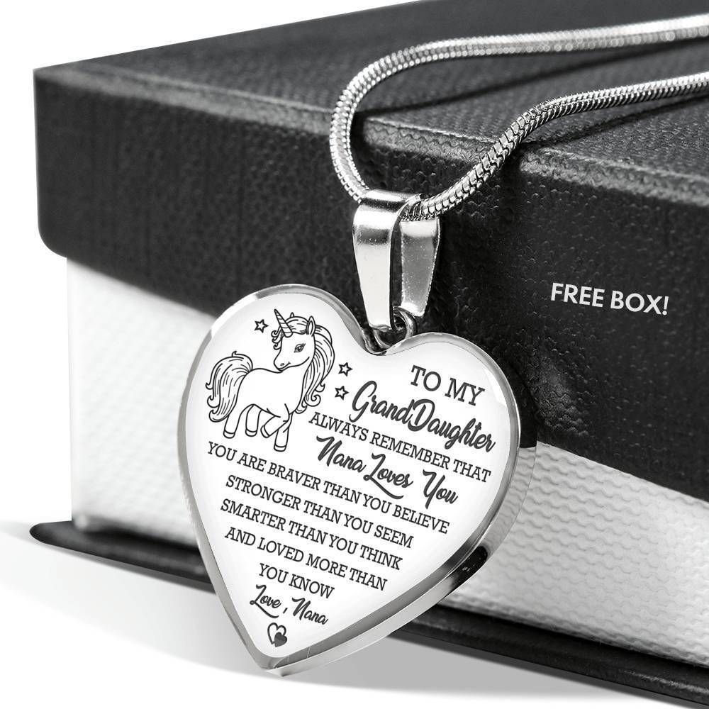 Nana To Granddaughter Sliver Heart Pendant Necklace You're Braver Than You Believe
