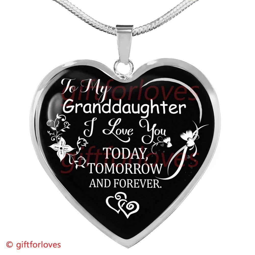 Gift For Granddaughter Silver Heart Pendant Necklace I Love You All Times