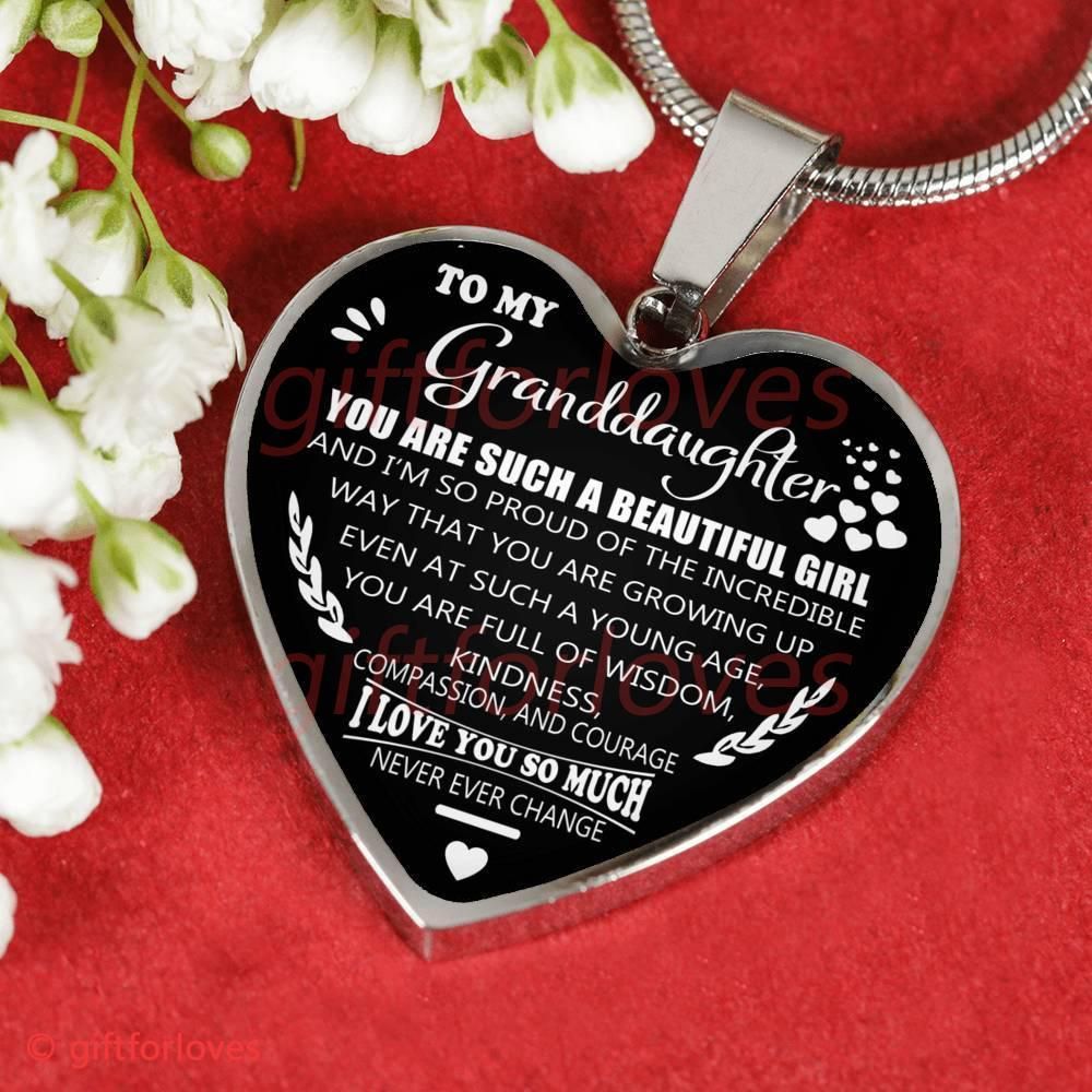 Birthday Gift For Granddaughter Silver Heart Pendant Necklace You Are Such A Beautiful Girl