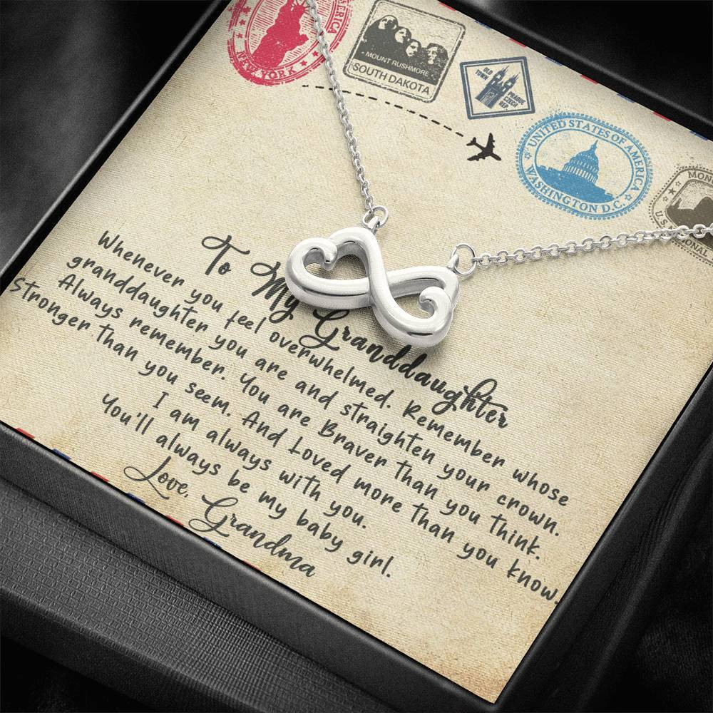 Infinity Heart Necklace Gift For Granddaughter Mail Letter You Will Always Be My Baby Girl