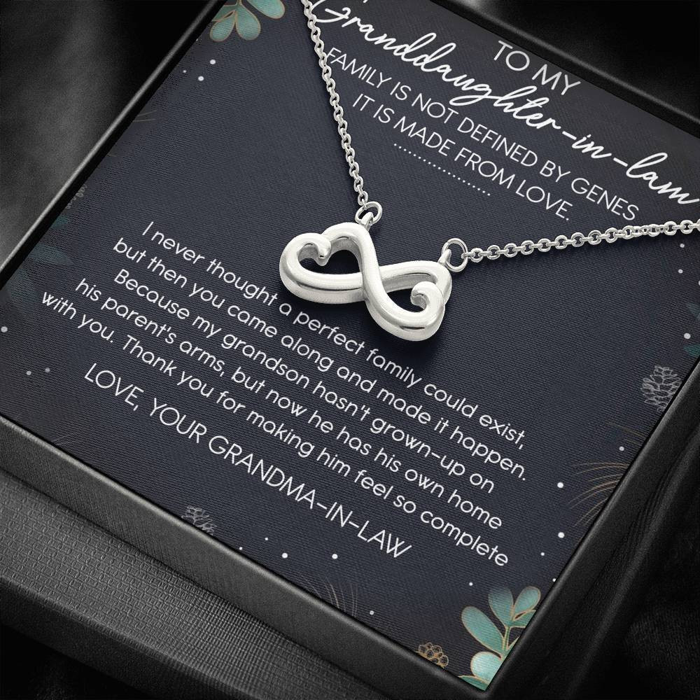 Infinity Heart Necklace Gift For Granddaughter In Law Thanks For Making Him Feel So Complete