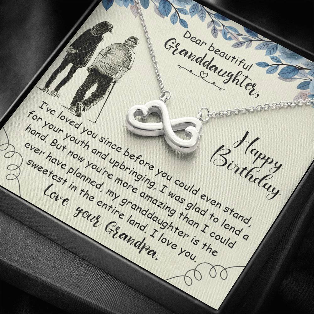 Grandpa Gift For Granddaughter The Sweetest In The Entire Land Infinity Heart Necklace