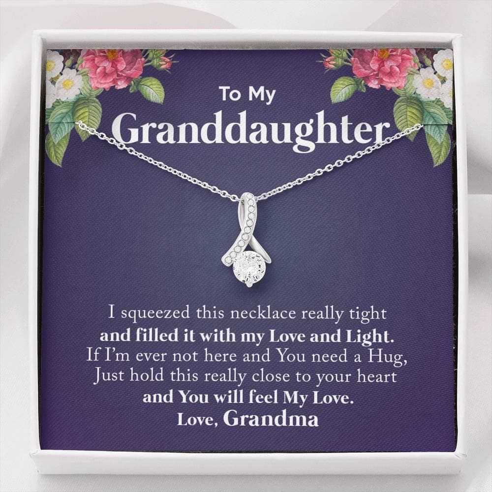 Beautiful Gift For Granddaughter Roses Message Card 14k White Gold Alluring Beauty Necklace