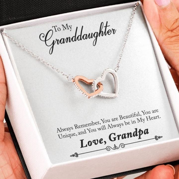 Always Remember You Are Beautiful Gift For Granddaughter Interlocking Hearts Necklace