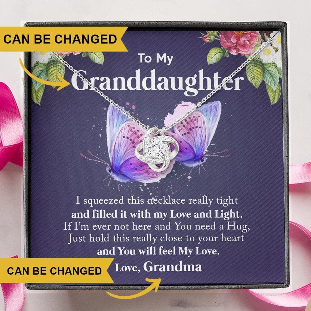 Best Gift For Granddaughter Butterly With Message Card Custom Name Love Knot Necklace