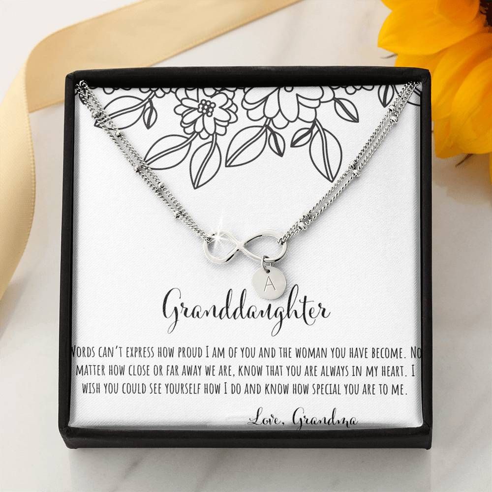 White Infinity Bracelet Grandma Gift For Granddaughter Words Can't Express How Proud I Am