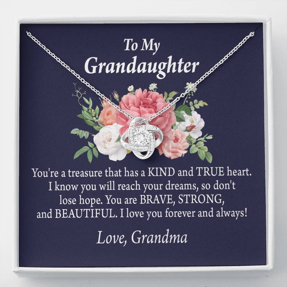 You Are Brave Strong And Beautiful Gift For Granddaughter Love Knot Necklace