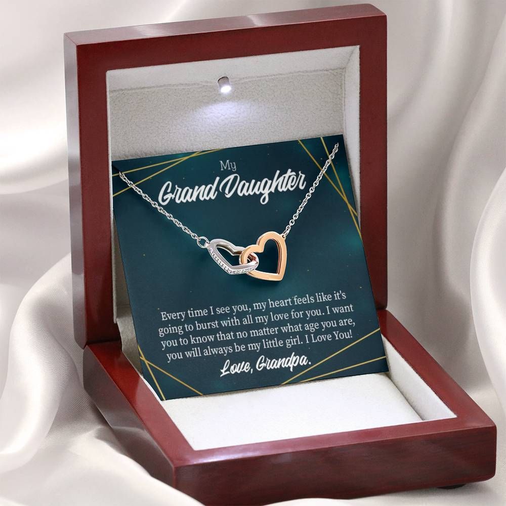 Interlocking Hearts Necklace Gift For Granddaughter Every Time Grandpa Sees You