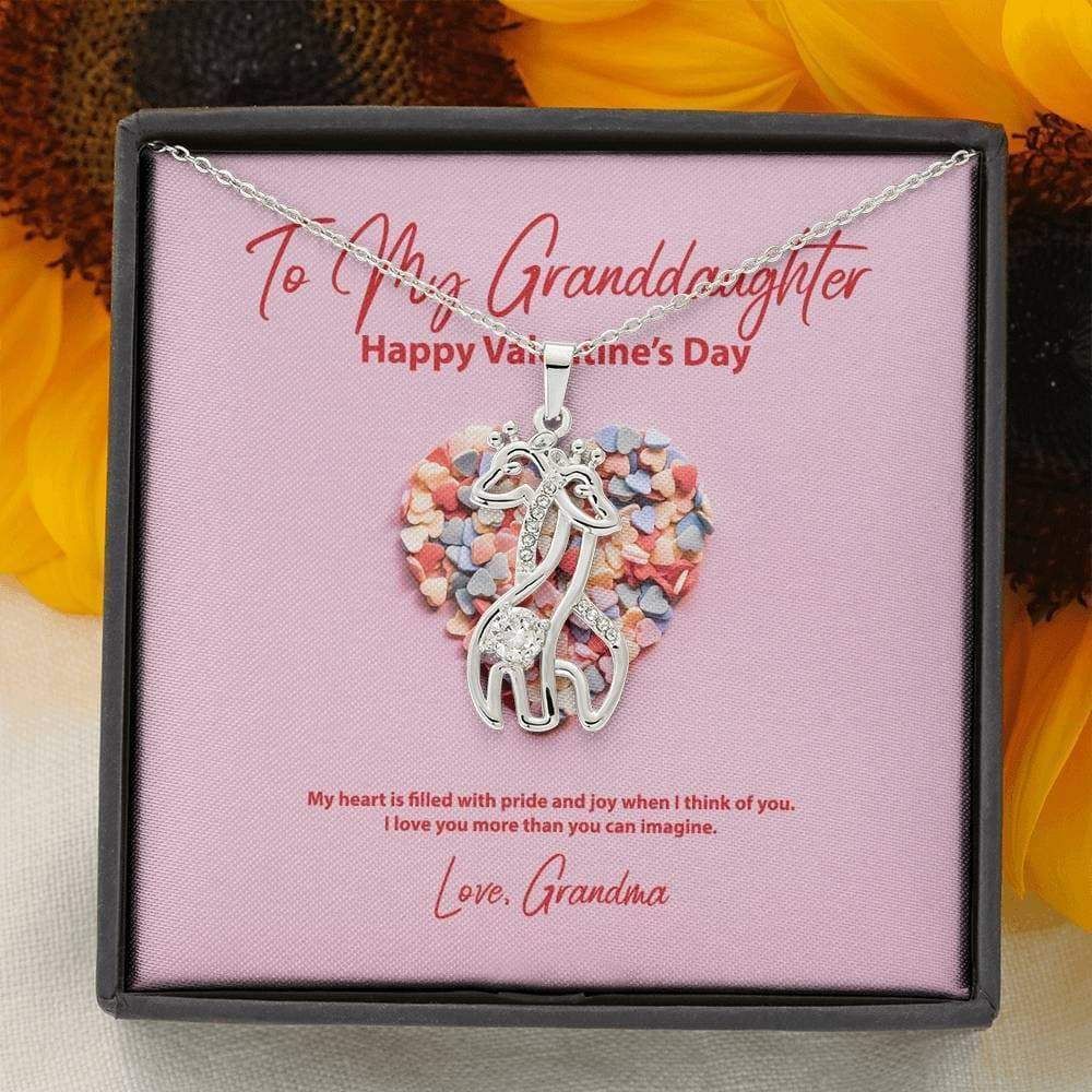 Giraffe Couple Necklace Grandma Gift For Granddaughter My Heart Is Filled With Love