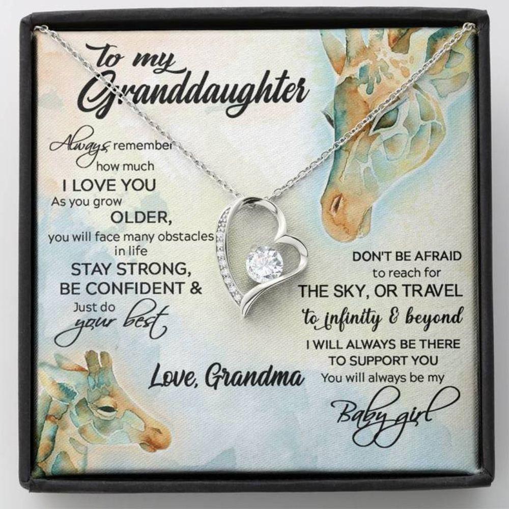 Granddaughter Necklace, To My Granddaughter Necklace - Stay Strong Be Confident - Gift From Grandma Giraffe
