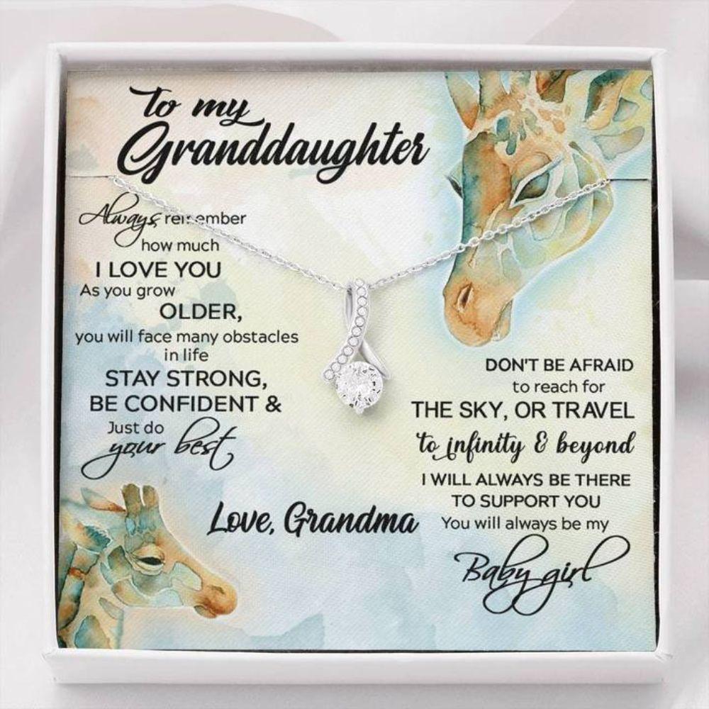 Granddaughter Necklace, To My Granddaughter Necklace - Stay Strong Be Confident - Gift From Grandma Giraffe