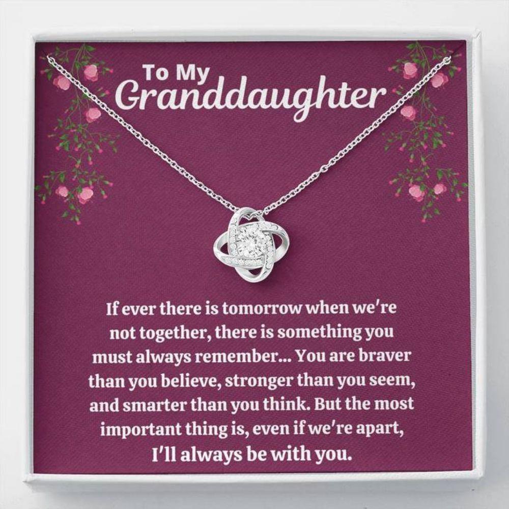 Granddaughter Necklace, To My Granddaughter �Stronger Than You Seem - Purple� Love Knot Necklace Gift