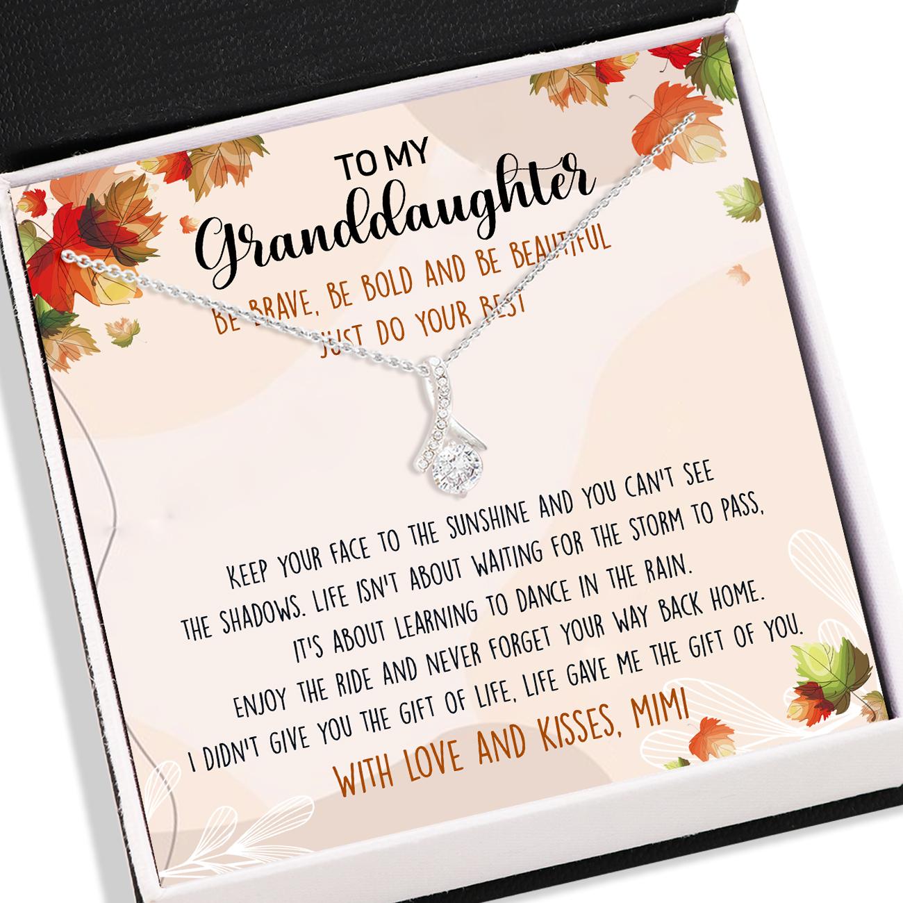 Granddaughter Necklace, To Granddaughter Gift From Mimi Necklace Card Message - Alluring Beauty Necklace