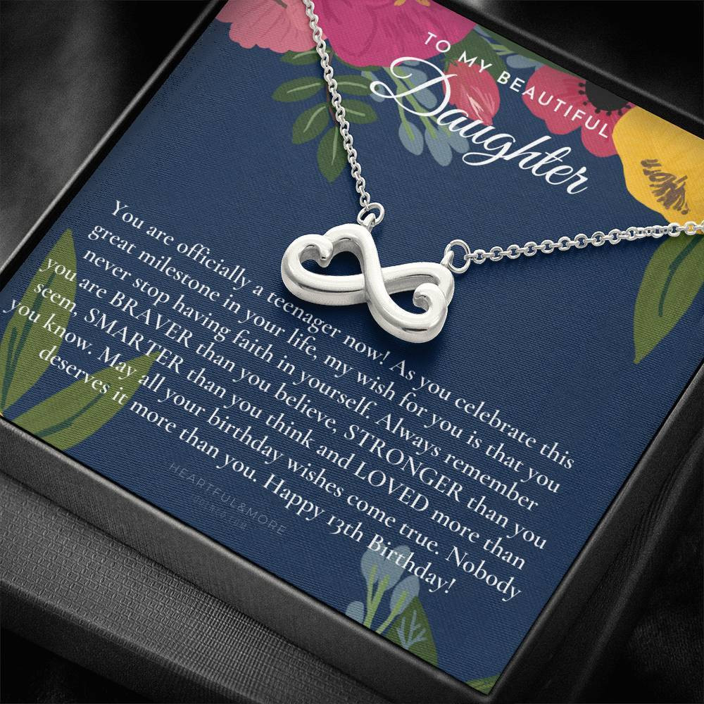 Infinity Heart Necklace Gift For Daughter Never Stop Having Faith In Yourself