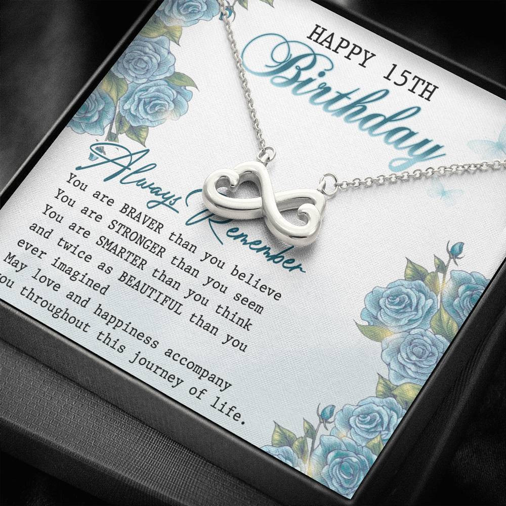 Infinity Heart Necklace You Are Braver Than You Believe 15th Birthday Gift For Daughter