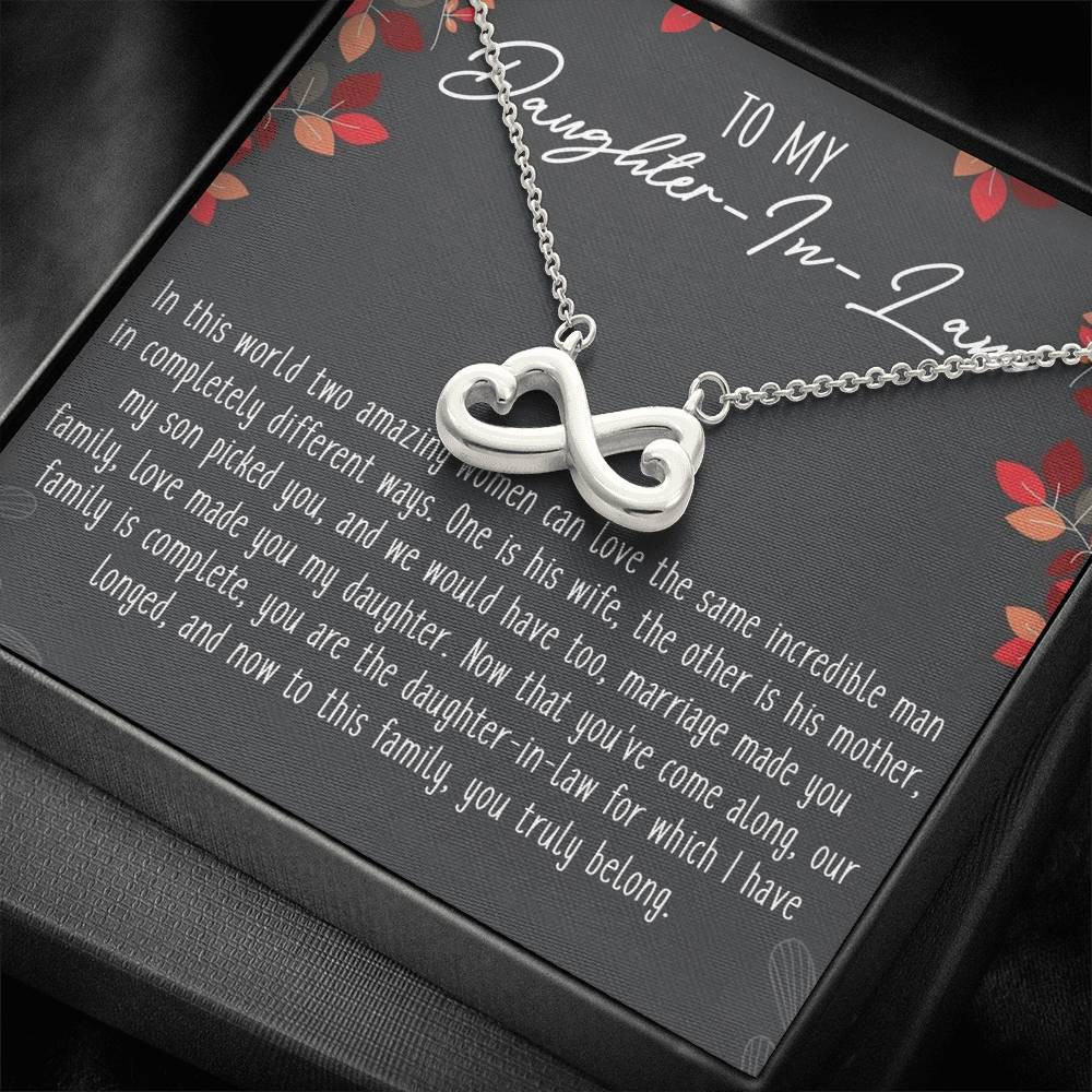 Infinity Heart Necklace Gift For Daughter In Law Now To This Family You Truly Belong
