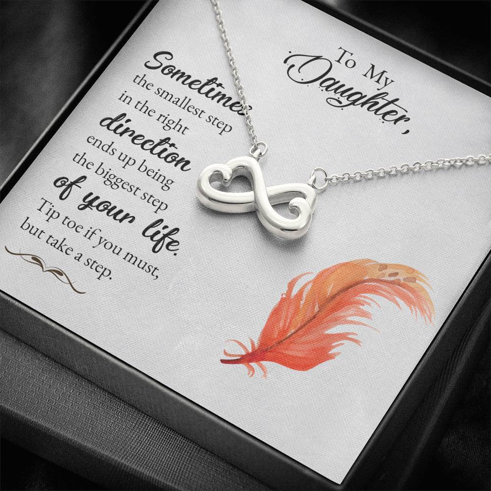 Gift For Daughter Sometimes The Smallest Step In The Right Direction Infinity Heart Necklace