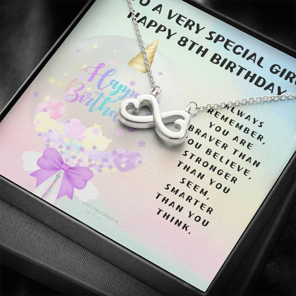 Balloon 8th Birthday Infinity Heart Necklace Gift For Daughter You're Loved More Than You Seem