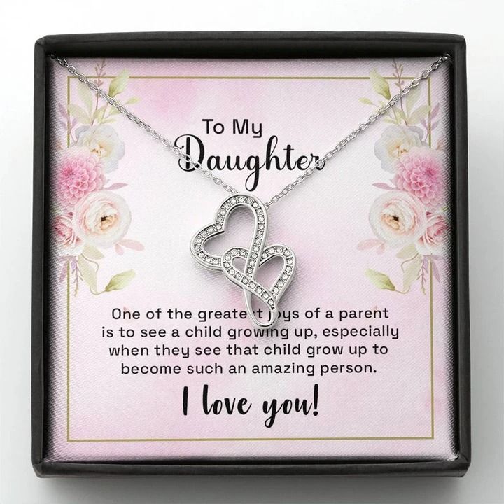 To My Daughter One Of The Greatest Joys Double Hearts Necklace