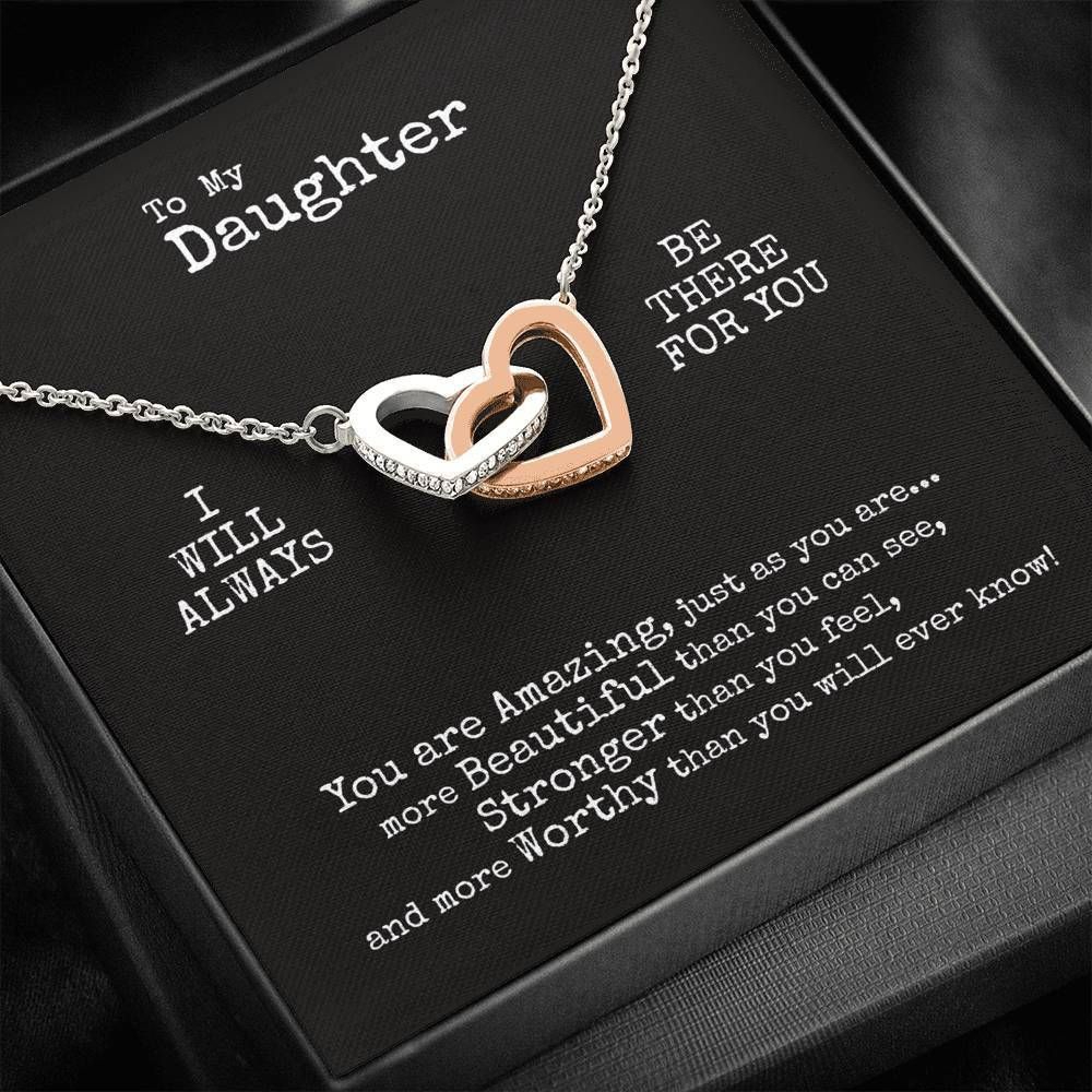Interlocking Hearts Necklace Mom Gift For Daughter You're Stronger Than You Feel