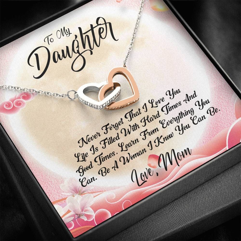 Lovely Mom Gift For Daughter Interlocking Hearts Necklace I Love You