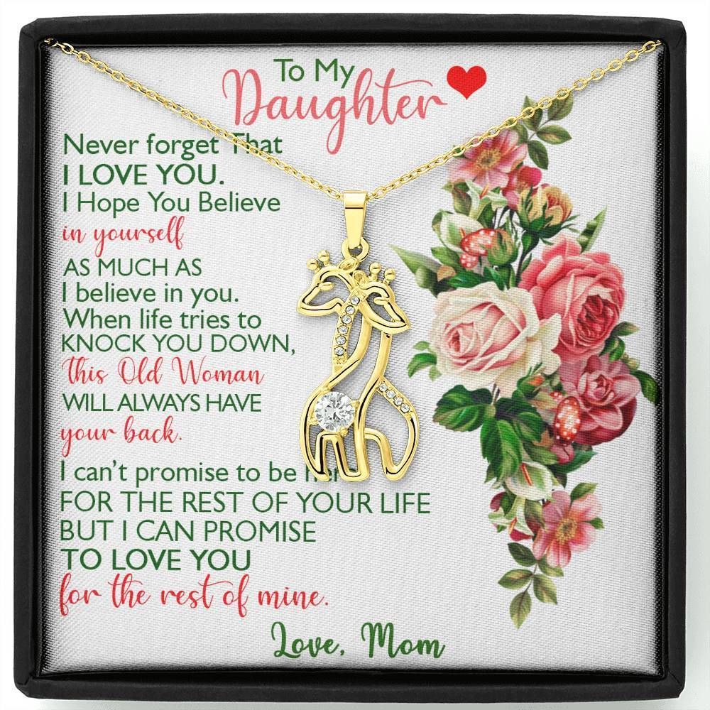 Roses Mom Gift For Daughter Giraffe Couple Necklace Believe In Yourself