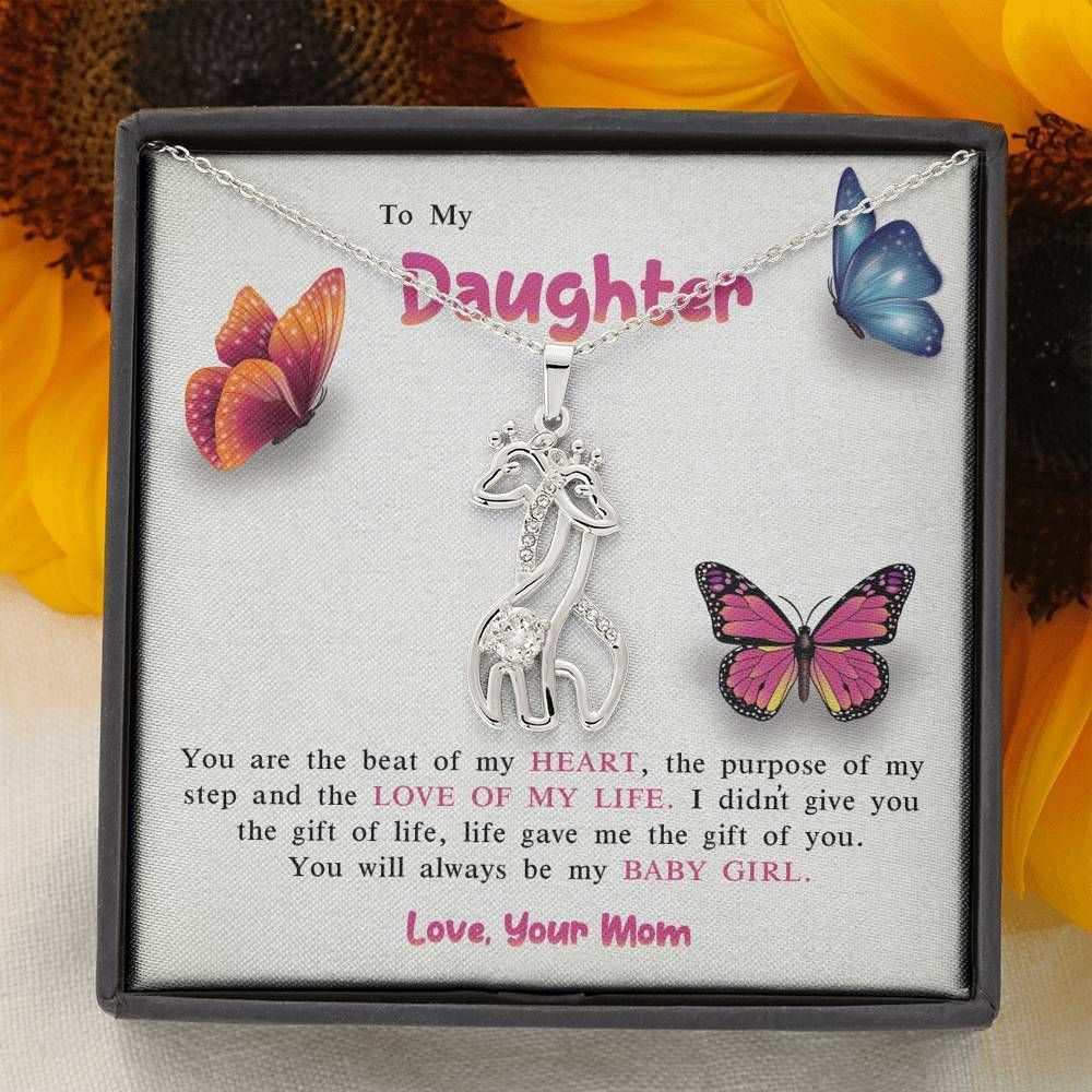 The Love Of My Life Butterflies Giraffe Couple Necklace Mom Gift For Daughter