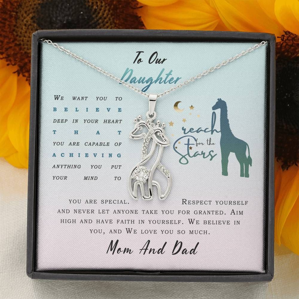 Parents Gift For Daughter Giraffe Couple Necklace Our Graceful Love For You