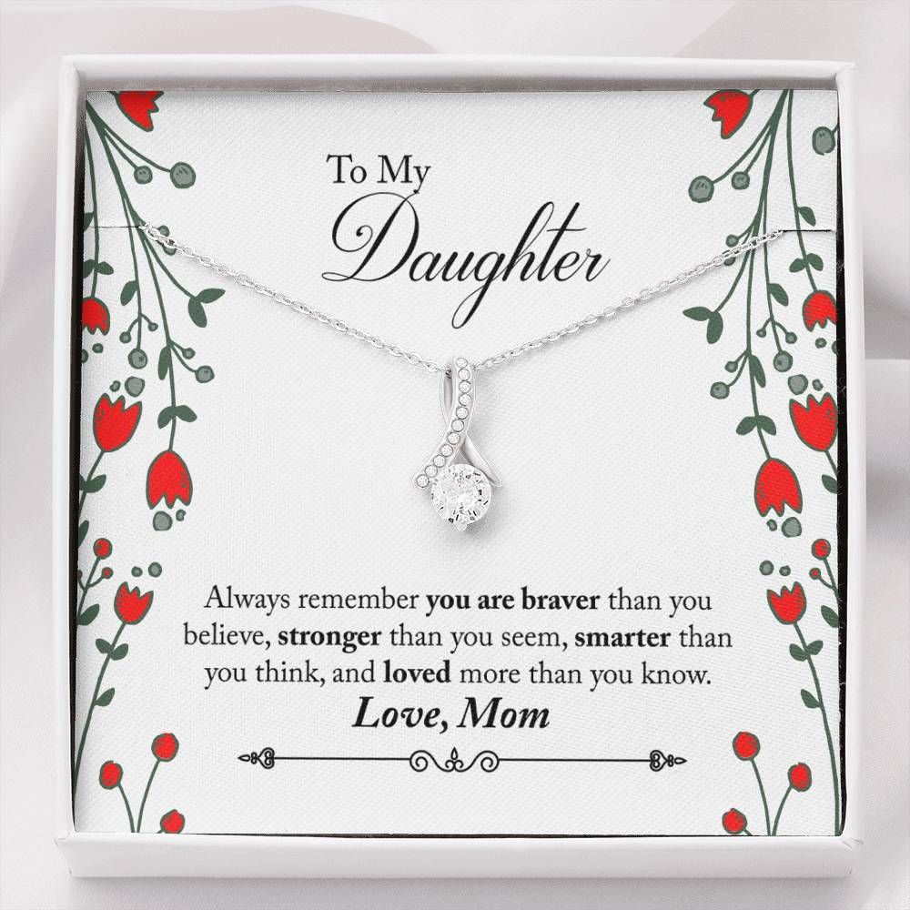 Red Flower Alluring Beauty Necklace Mom Gift For Daughter You Are Braver Than You Believe